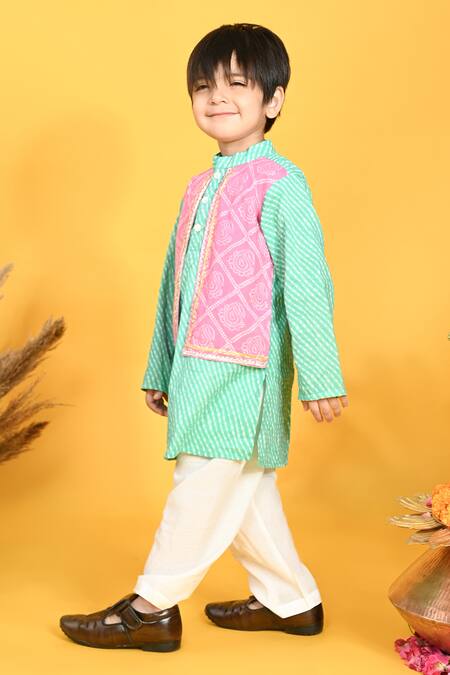 Buy_Saka Designs_Blue Cotton, Taffeta Embroidery Linear Print Kurta Set_Online_at_Aza_Fashions