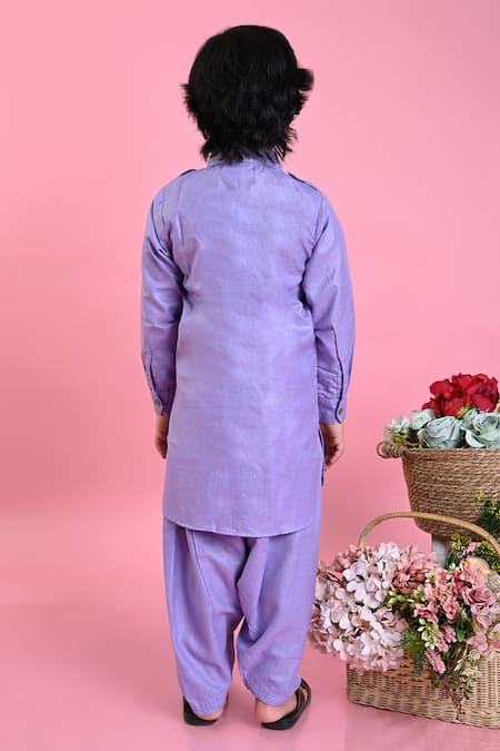 Shop_Saka Designs_Purple , Satin Full Sleeve Kurta And Salwar Set_at_Aza_Fashions