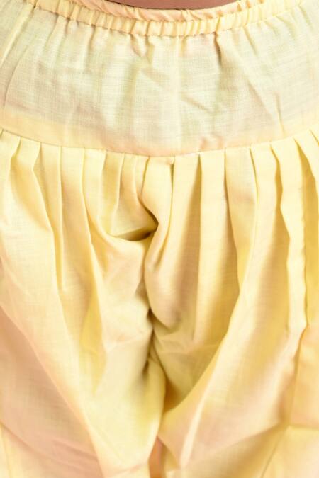 Shop_Saka Designs_Yellow , Satin Full Sleeve Plain Pathani Kurta Set_Online_at_Aza_Fashions