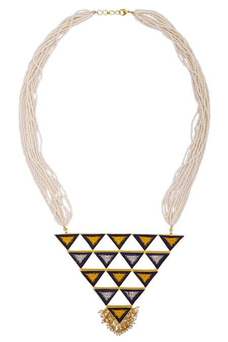 Shop Bauble Bazaar Gold Plated Geometric Pendant Necklace at Aza Fashions Shop_Bauble Bazaar_Gold Plated Geometric Pendant Necklace _at_Aza_Fashions