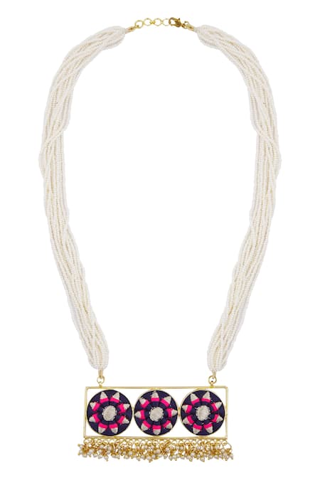 Shop Bauble Bazaar Gold Plated Bead Pendant Necklace at Aza Fashions Shop_Bauble Bazaar_Gold Plated Bead Pendant Necklace _at_Aza_Fashions