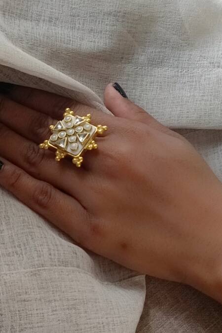 Buy Bblingg Gold Plated Pearls, Stones Viana Mini Embellished Ring Buy_Bblingg_Gold Plated Pearls, Stones Viana Mini Embellished Ring