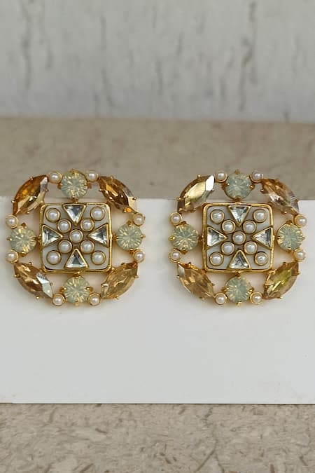Shop Bblingg Multi Color Crystals, Pearls Suhaaya Mini Embellished Studs at Aza Fashions Shop_Bblingg_Multi Color Crystals, Pearls Suhaaya Mini Embellished Studs _at_Aza_Fashions