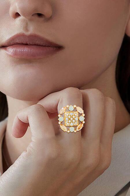 Bblingg Gold Plated Crystals, Pearls Suhaaya Mini Embellished Ring at Aza Fashions Bblingg_Gold Plated Crystals, Pearls Suhaaya Mini Embellished Ring _at_Aza_Fashions