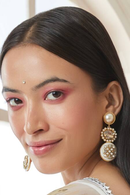 Buy Bblingg Gold Plated Crystals, Smocking Sanah Embellished Dangler Earrings Buy_Bblingg_Gold Plated Crystals, Smocking Sanah Embellished Dangler Earrings