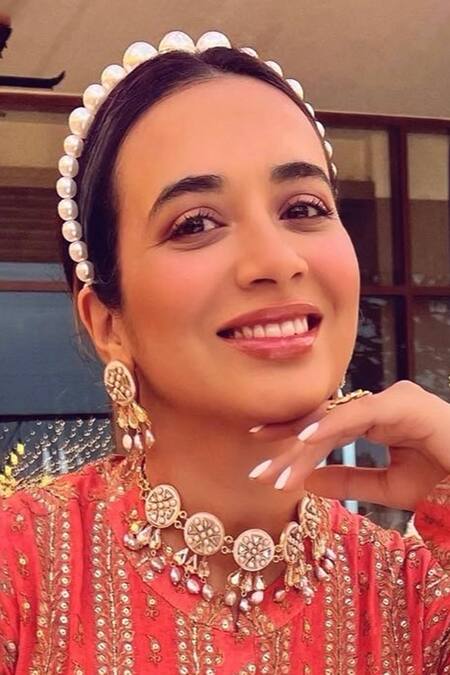 Bblingg Gold Plated Pearls, Crystals, Smocking Ruheen Choker Set at Aza Fashions Bblingg_Gold Plated Pearls, Crystals, Smocking Ruheen Choker Set _at_Aza_Fashions