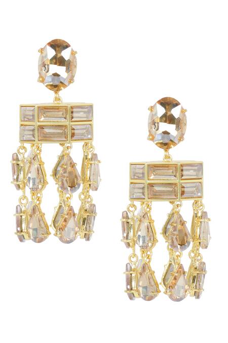 Shop_Bblingg_Gold Plated Crystals Chandelier Drop Earrings _at_Aza_Fashions