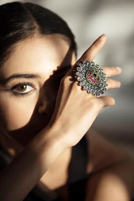 Zevar King Jadau Kundan Embellished Ring 