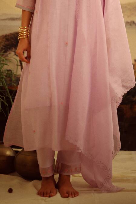 Buy Tatwa Purple Handloom Cotton, Viscose, Silk Floral Jaal Yoke Kurta And Pant Set Online at Aza Fashions Buy_Tatwa_Purple Handloom Cotton, Viscose, Silk Floral Jaal Yoke Kurta And Pant Set _Online_at_Aza_Fashions