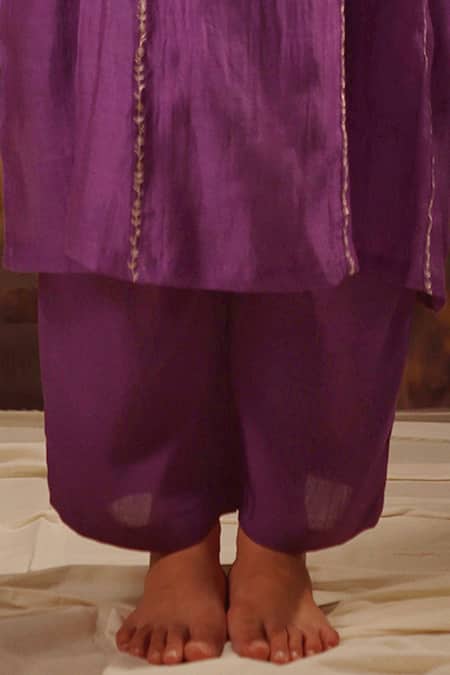 Buy Tatwa Purple Handloom Cotton, Viscose, Silk Sequins, Midnight Yoke Kurta And Pant Set Online at Aza Fashions Buy_Tatwa_Purple Handloom Cotton, Viscose, Silk Sequins, Midnight Yoke Kurta And Pant Set _Online_at_Aza_Fashions