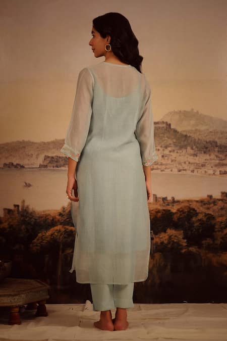 Tatwa Camelia Yoke Embroidered Kurta & Pant Set 