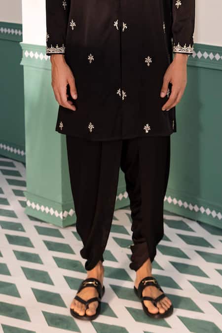 Buy Shreyansh Designs Black Silk Cut Work, Embroidery Shehanshah Geometric Kurta With Pant Online at Aza Fashions Buy_Shreyansh Designs_Black Silk Cut Work, Embroidery Shehanshah Geometric Kurta With Pant _Online_at_Aza_Fashions