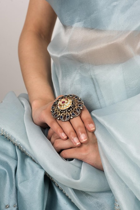 Zevar King Jadau Kundan Bird Motif Ring 