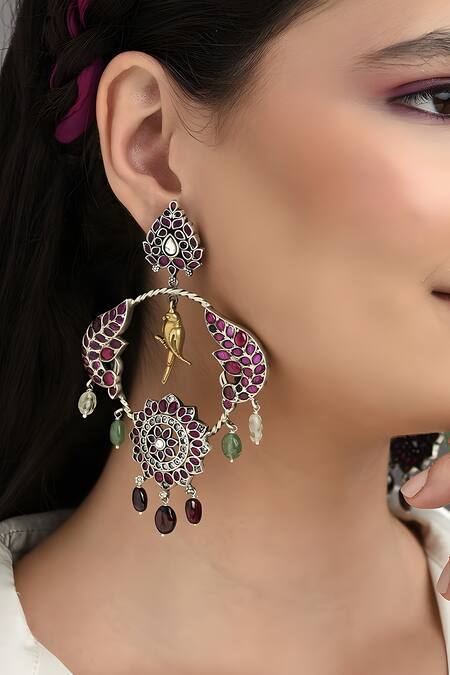 Kundan sales big earrings