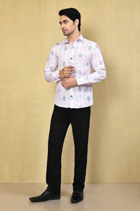 Arihant Rai Sinha Button Placket Printed Cotton Shirt 