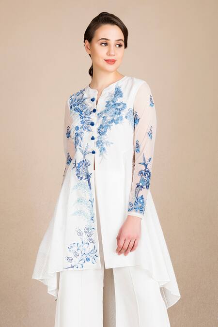 Buy Saaj By Ankita Ivory Top Georgette Embroidered Thread Round And Bell-bottom Pant Set Online at Aza Fashions Buy_Saaj By Ankita_Ivory Top Georgette Embroidered Thread Round And Bell-bottom Pant Set _Online_at_Aza_Fashions