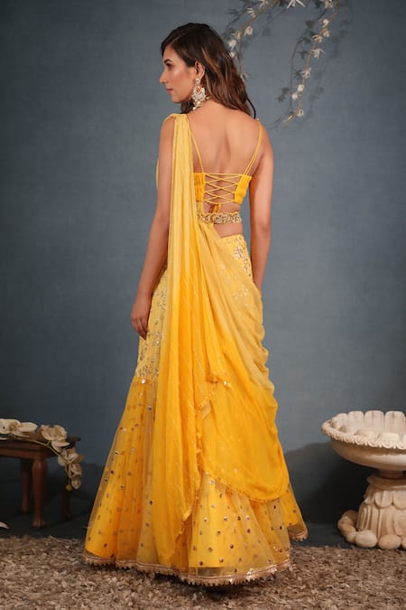 Saaj By Ankita Zari Work Pre-Draped Lehenga Saree With Blouse 