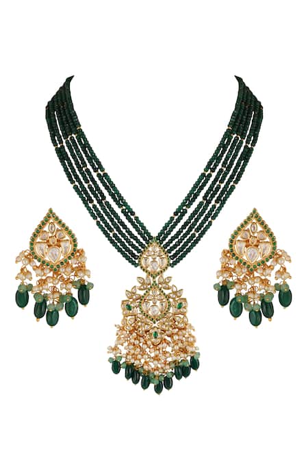 Buy Gold Plated Kundan Long Necklace Set by Chhavi's Jewels Online