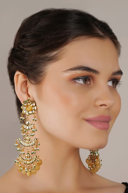 Chhavi's Jewels Kundan Embellished Layered Dangler Earrings 