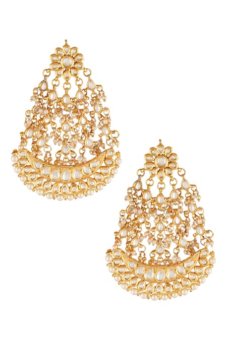Shop ChhavI'S Jewels Gold Plated Piping, Stones Bead Drop Dangler Earrings at Aza Fashions Shop_ChhavI'S Jewels_Gold Plated Piping, Stones Bead Drop Dangler Earrings _at_Aza_Fashions