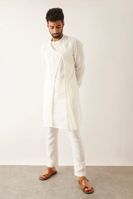 Son of A Noble Snob Tabby Linen Layered Kurta Set 