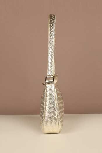 Shop_The House Of Ganges_Silver Emily Checkered Shoulder Bag_Online_at_Aza_Fashions