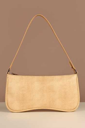 The House Of Ganges_Peach Emily Textured Pattern Shoulder Bag_Online_at_Aza_Fashions