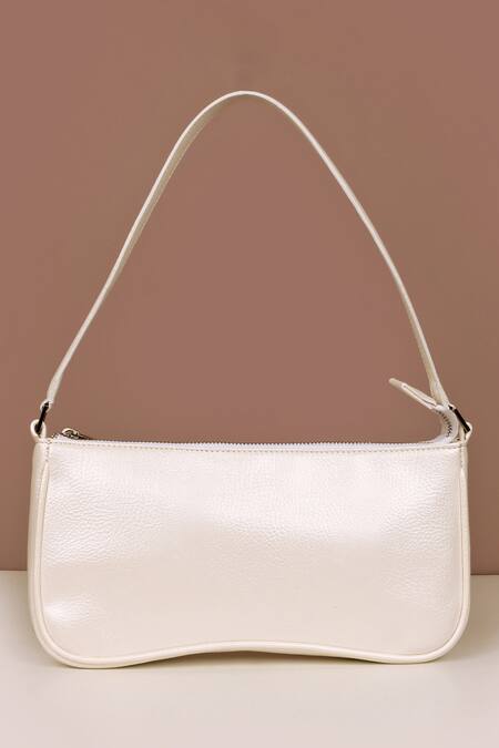 The House of Ganges White Emily Metallic Textured Shoulder Bag