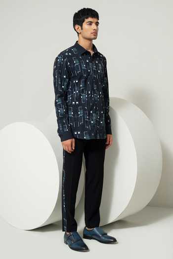 Varun Chakkilam Diffused Geometric Print Shirt 