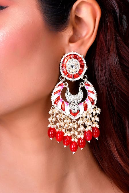 Peppermint Candies Linked Enamel Earrings in Red & White | Bexa Boutique