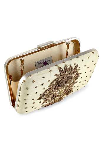 Buy_The Purple Sack_Gold Embroidery Mughal Floral Clutch _Online_at_Aza_Fashions