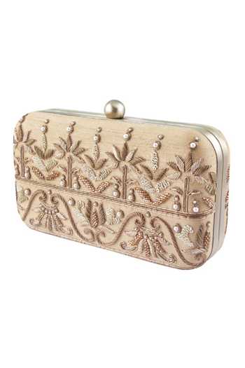 The Purple Sack Gold Embroidery Floral Bloom Clutch Online at Aza Fashions The Purple Sack_Gold Embroidery Floral Bloom Clutch _Online_at_Aza_Fashions