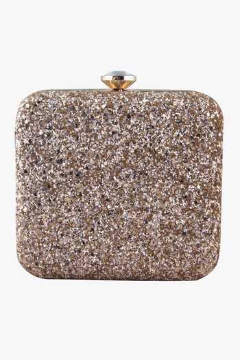 Shop The Purple Sack Gold Embroidery Shimmer Square Clutch at Aza Fashions Shop_The Purple Sack_Gold Embroidery Shimmer Square Clutch _at_Aza_Fashions