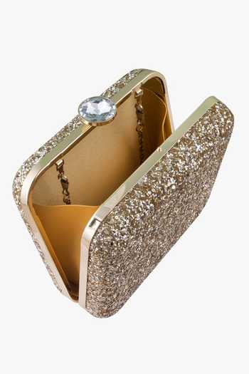 Shop The Purple Sack Gold Embroidery Shimmer Square Clutch Online at Aza Fashions Shop_The Purple Sack_Gold Embroidery Shimmer Square Clutch _Online_at_Aza_Fashions
