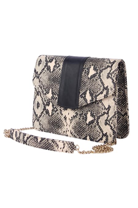 Buy_The Purple Sack_Beige Snakeskin Print Bag _Online_at_Aza_Fashions
