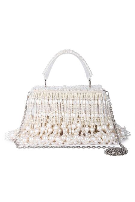 The Purple Sack_White Pearls Anaisha Embellished Box Bag _Online_at_Aza_Fashions
