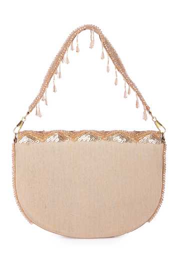 Shop The Purple Sack Gold Sequins, Crystals Insiyaa Beads Embroidered Bag at Aza Fashions Shop_The Purple Sack_Gold Sequins, Crystals Insiyaa Beads Embroidered Bag _at_Aza_Fashions