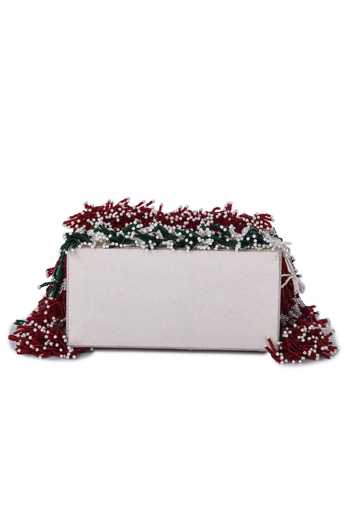 Shop_The Purple Sack_Multi Color Crystals, Beads, Pearls Ornamental Embellished Box Bag _Online_at_Aza_Fashions