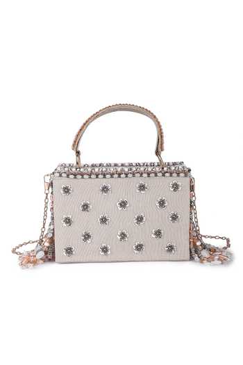 Shop The Purple Sack Multi Color Sequins, Beads Shahiraa Embellished Box Bag at Aza Fashions Shop_The Purple Sack_Multi Color Sequins, Beads Shahiraa Embellished Box Bag _at_Aza_Fashions