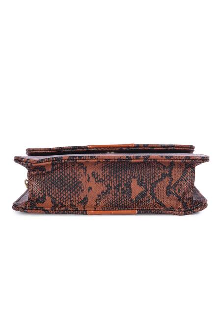 Shop_The Purple Sack_Brown Snakeskin Pattern Bag _Online_at_Aza_Fashions