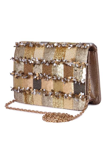 Buy_The Purple Sack_Multi Color Sequins, Beads Khikhir Embellished Bag _Online_at_Aza_Fashions