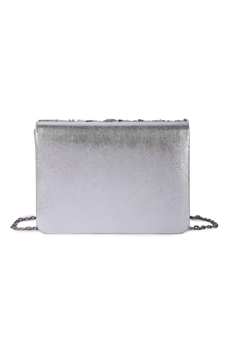 The Purple Sack Sheel Crytal & Beads Embellished Bag 