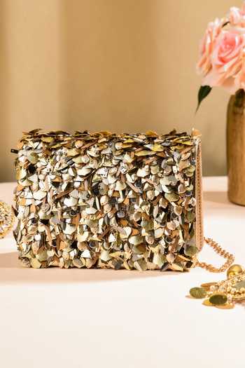 The Purple Sack Gold Applique Hoppihola Metallic Embellished Bag Online at Aza Fashions The Purple Sack_Gold Applique Hoppihola Metallic Embellished Bag _Online_at_Aza_Fashions