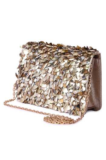 The Purple Sack Gold Applique Hoppihola Metallic Embellished Bag at Aza Fashions The Purple Sack_Gold Applique Hoppihola Metallic Embellished Bag _at_Aza_Fashions