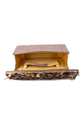Shop The Purple Sack Gold Applique Hoppihola Metallic Embellished Bag Shop_The Purple Sack_Gold Applique Hoppihola Metallic Embellished Bag