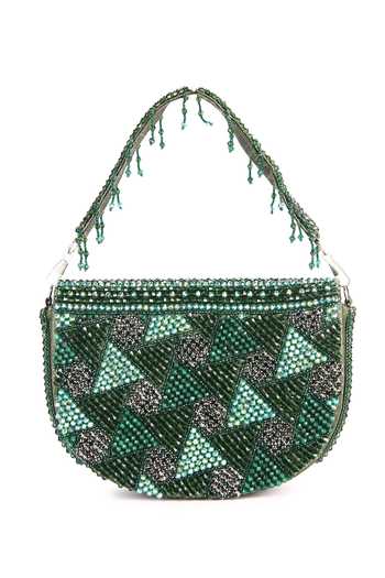 Buy_The Purple Sack_Green Crystals Beauty Beads Embroidered Bag _Online_at_Aza_Fashions