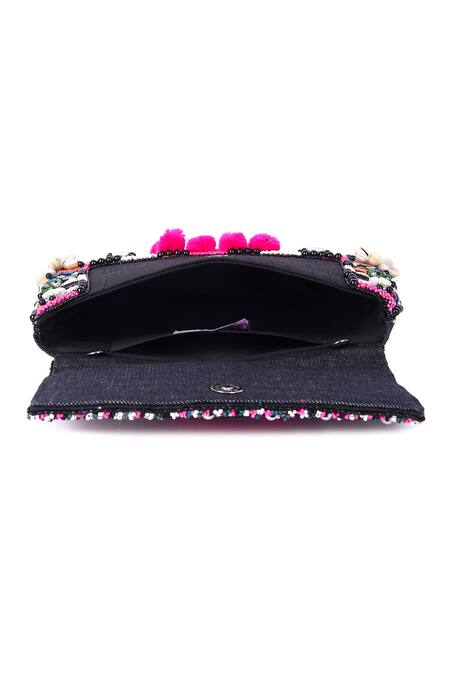 The Purple Sack_Multi Color Mirrors, Beads Beachy Boho Holiday Embroidered Bag_at_Aza_Fashions