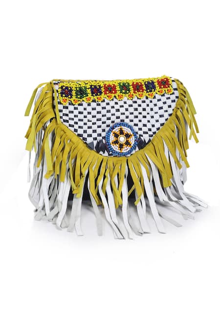 Buy Multi Color Bead Embellished Fringey Bag by The Purple Sack Online at  Aza Fashions.
