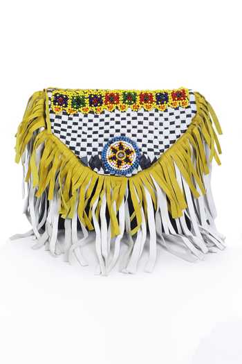The Purple Sack Multi Color Beads Fringey Embellished Bag at Aza Fashions The Purple Sack_Multi Color Beads Fringey Embellished Bag _at_Aza_Fashions