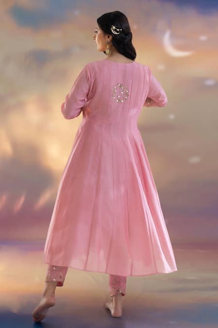 Kacha Tanka Chanderi Embellished Anarkali Salwar Pant Set 